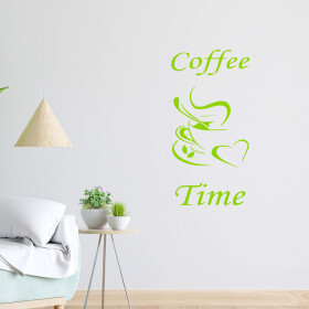 Veselá Stena Samolepka Coffee time Farba: zelená, Veľkosť: 60 x 30 cm
