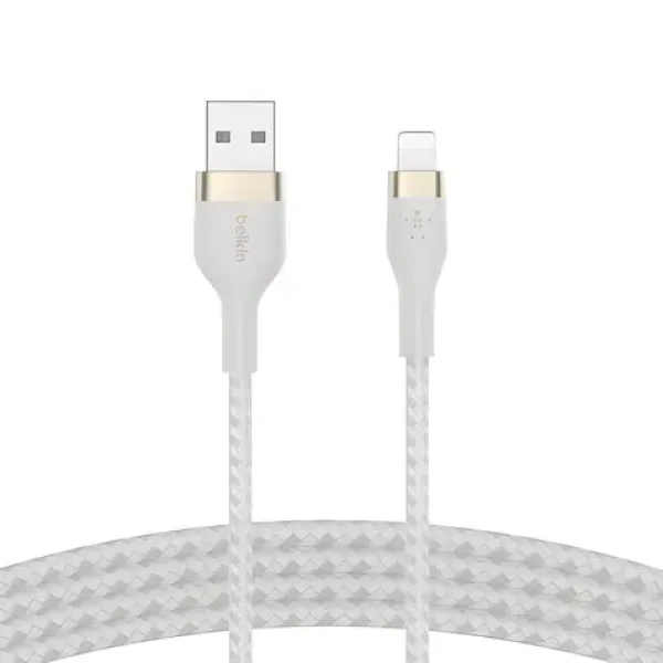Belkin Flex CAA010bt3MWH biela / Kábel USB-A na Lightning / 3 m / MFi certifikácia (CAA010BT3MWH)