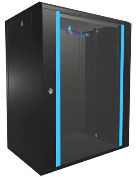 Extralink Nástenný rozvádzač 15U čierna / Rozvádzač / 19" / 600x450 mm / Sklenené dvere / nosnosť 120 kg (EX.14329)