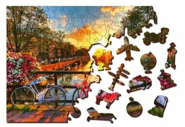 Wooden City 3D Puzzle Kolesá v Amsterdame M