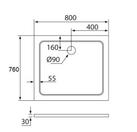 H K - THOR Sprchová vanička z liateho mramoru, obdĺžnik, 80x76x3 cm SE-THOR-8076