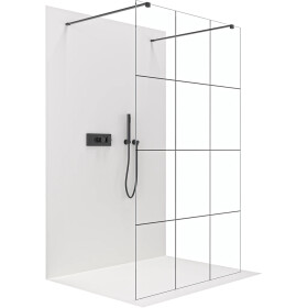 CERANO - Sprchová zástena Walk-in Onyx Duo Ľ/P - 8 mm - hranatá vzpera - čierna matná, industriálne sklo - 150x200 CER-8050BD2086