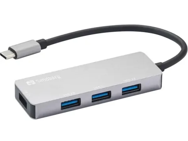Sandberg Saver USB-C HUB strieborná / 1x USB 3.0 a 3x USB 2.0 (336-32)