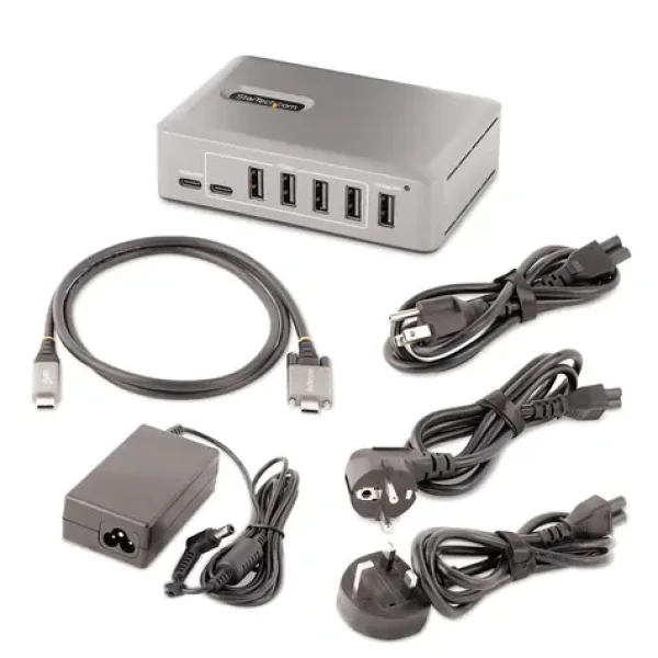 StarTech USB-C Hub 10 portov šedá / USB hub / 8x USB-A / 2x USB-C / 10 Gbps / napájací adaptér (10G8A2CS-USB-C-HUB)