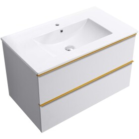 CERANO - Kúpeľňová skrinka Velora - biela matná, úchytka zlatá + keramické umývadlo Todo - 81x55x46,5 CER-665152