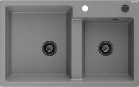 MEXEN/S MEXEN/S - Tomas granitový drez 2-bowl 800 x 500 mm, šedá, + čierny sifón 6516802000-71-B