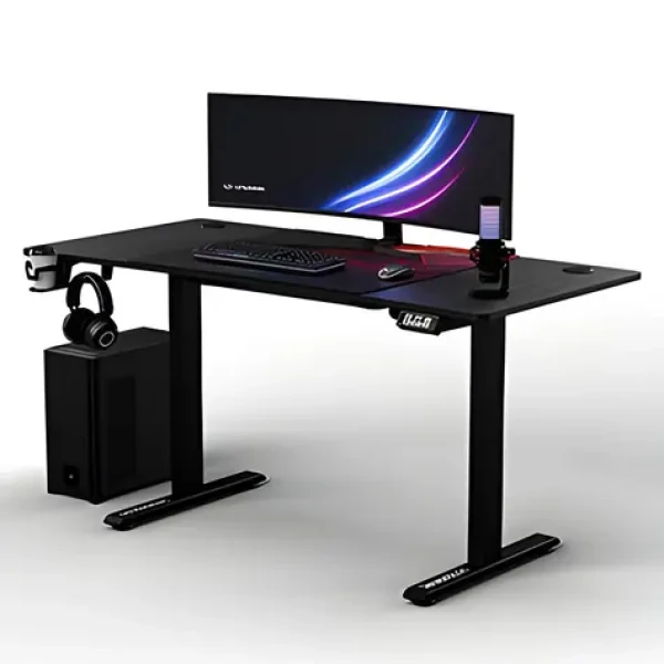 Ultradesk LEVEL V2 červená / Herný elektricky nastaviteľný stôl / 140 x 68 x 72-117 cm / držiak slúchadielnápojov (UDESK-LVA-RD)