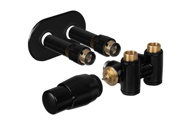 HOPA - THERMCOMBI-SET, stredový ventil s pripojením pre elektrickú tyč - Farba - Čierna , Variant - Ľavá RDTHERMCOMSETLB