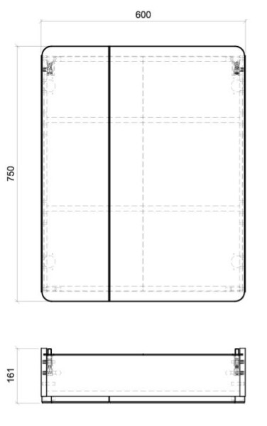 COMAD - Zrkadlová skrinka 60cm 2 dvierka ARUBA 5907611647271