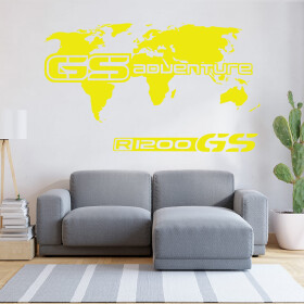 Veselá Stena Samolepka GS Adventure Mapa Farba: žlutá, Veľkosť: 60 x 35 cm