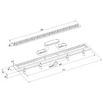 AQUALINE - MARMI podlahový žľab s roštom z nerezové oceli, L-710, DN50 1702-70