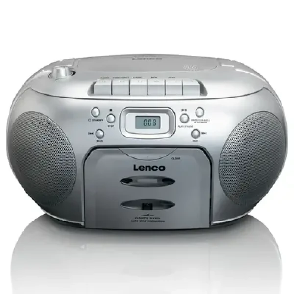 Lenco SCD-420 strieborná / FM rádio / CD amp; kazetový prehrávač / 2x2W / 3.5mm jack (SCD420SILBER)