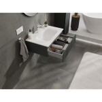 MEXEN/S - Rivel kúpeľňová skrinka 70 cm s umývadlom Vela, 1 šuplík, reliéf, grafit mat/biela mat 91A20-07023-1-BF66-W23M01
