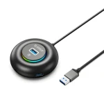 Orico YXR4-U3 čierna / USB hub / 4X USB-A 3.0 / RGB / audio Port / 0, 3M