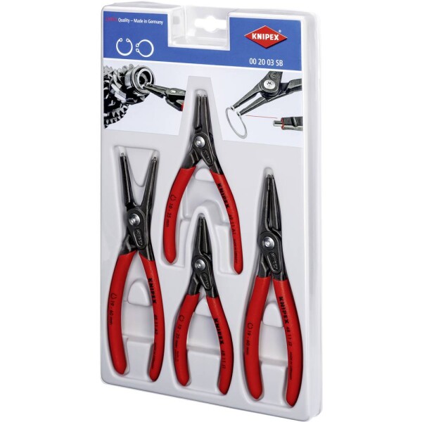 Knipex 00 20 03 SB kliešte na poistné krúžky, sada Vhodné pre vonkajšie a vnútorné krúžky 12-25 mm, 19-60 mm 10-25 mm, 19-60 mm Tvar hrotu rovný; 00 20 03 SB