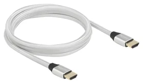 DeLock Ultra vysokorýchlostná HDMI 85367 strieborná / Kábel / 48 Gbps / 8K/60Hz / 2m / pozlátené konektory (85367)