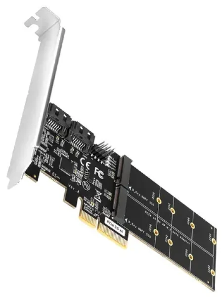 Axagon PCES-SA4M2, PCIe radič - 2x interný SATA 6G Port + 2x SATA M.2 slot, ASM1164, SP LP (PCES-SA4M2)