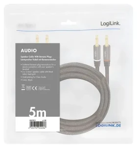 LogiLink audio kábel banánik čierna / Audio kábel / Banánek - Banánek / 5 m (CA1211)