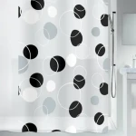 Spirella BUBBLE sprchový záves motív krúžky bielo-čierny / PEVA / 180 x 200 cm (7610583130433)