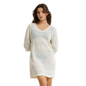 Dámske plážové šaty DDEPS SHELL DRESS – DIM 38 smetanová