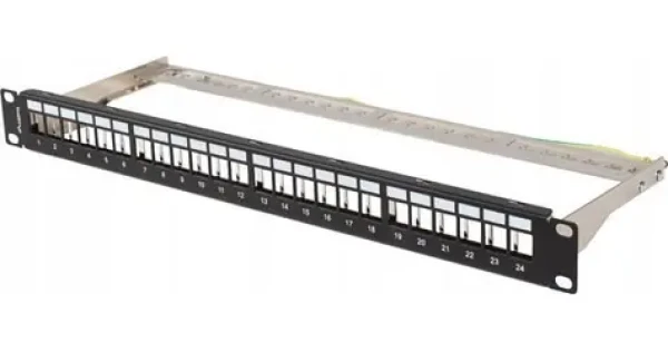 Lanberg PPKS-0924-B čierny / Patch panel / 24 portov / Keystone / FTP / 1U / 19" (PPKS-0924-B)