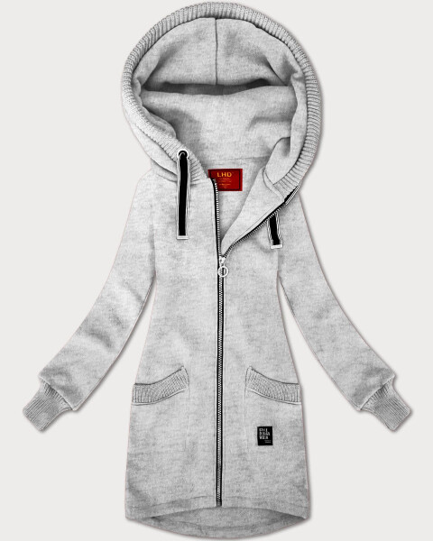 Svetlošedá dámska mikina so svetrovými vložkami LHD (AMG-172A) odstíny šedé M (38)
