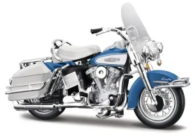 Maisto - HD - Motocykel - 1966 FLH Electra Glide, modro-biela, séria 44, 1:18