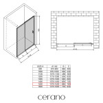 CERANO - Sprchové posuvné dvere Varone LINE Ľ/P - 6 mm - čierna matná, mliečne sklo - 150x195 CER-663052