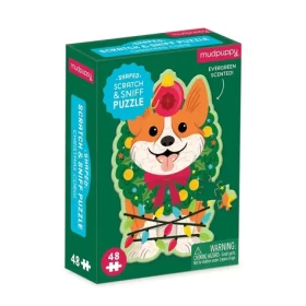 Mudpuppy Puzzle Vianončný pes Corgi s vôňou čečiny
