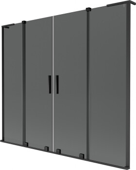 MEXEN/S - Velar L Duo dvojkrídlová posuvná vaňová zástena 200 x 150, grafit, čierna - 896-180-003-42-70 896-200-003-42-70
