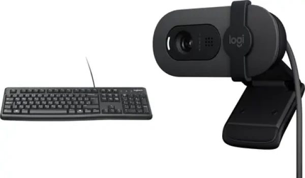 Logitech K120 920-002509 + Brio 100 / Set klávesnice a webkamery / USB / čierna