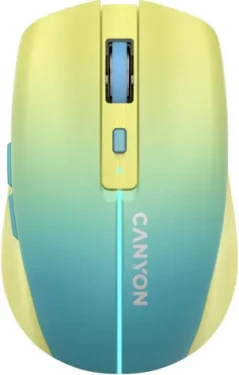 Canyon CNS-CMSW44UA žltomodrá / optická bezdrôtová myš / 800/1200/1600 dpi / 8 tlačidiel / BT+2.4GHz / 500mAh (CNS-CMSW44UA)