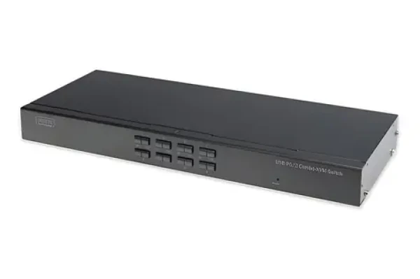 Digitus KVM Switch 8 portov / KVM switch / PS/2-USB / VGA / Rack 19" / kaskádovateľný (DS-23200-2)