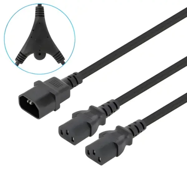 Manhattan napájací kábel IEC C14 - 2x IEC C13 čierny / Napájací kábel / rozbočovací / 1,8 m / 250 V (157469)