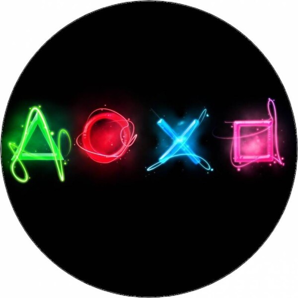 Jedlý papier Playstation tlačidlá na čiernom pozadí 19,5 cm - Pictu Hap - Pictu Hap