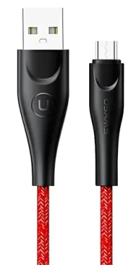 USAMS U41 SJ396 červená / dátový kábel / opletený / microUSB / 2 m / rýchlonabíjanie 2A (SJ396USB02)