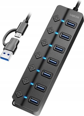 LogiLink LogiLink USB 3.2 Gen1 Hub 7 Port Ein-/Ausschalter schwarz
