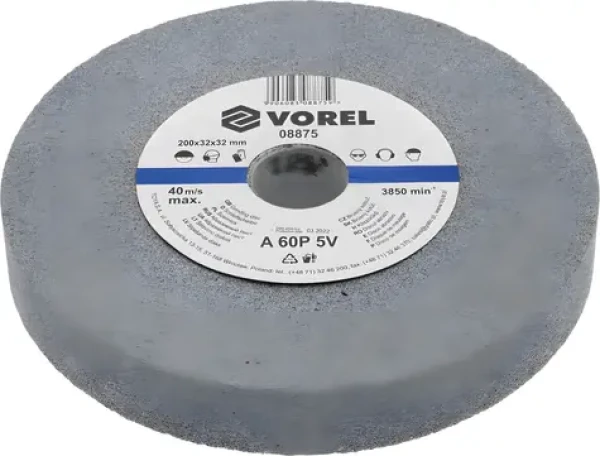Vorel Brúsny kotúč 200x32x32 mm jemný / Brúsny kotúč / Zrnitosť jemná / Max. 3850 ot./min (TO-08875)