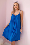 Viskózové šaty bez ramienok chrpovo modré UNI