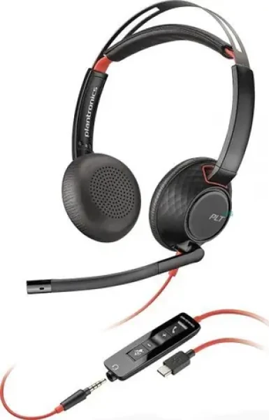 Poly Blackwire C5220 čierna / Náhlavná súprava / mikrofón / dve slúchadlá / 3.5mm jack / USB-C (805H3AA)