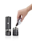AdHoc i.Mill Duo tmavo šedá / Mlynček na soľ a korenie / USB-C / keramický mechanizmus / výška 23,5 cm (EP143)