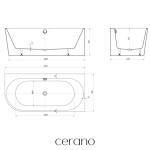 CERANO - Vaňa akrylátová Simone - voľne stojaca - asymetrická - pravá - biela lesklá - 150x75x58 CER-280322