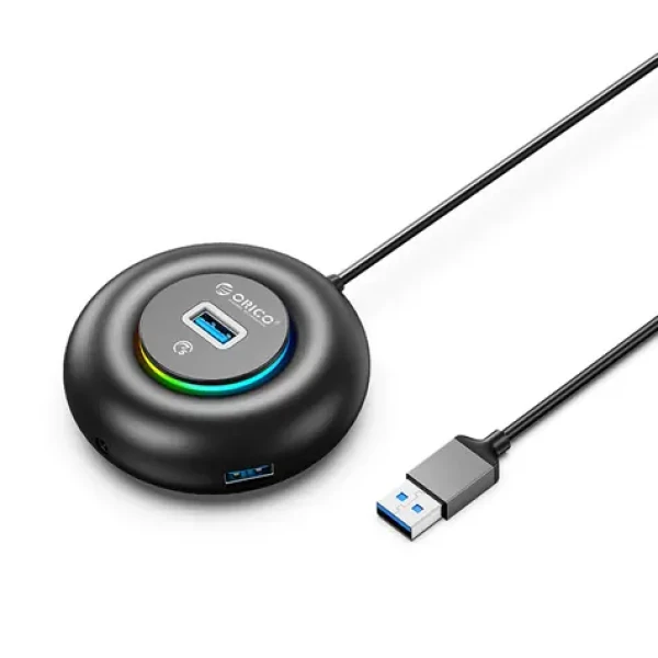 Orico YXR4-U3 RGB čierna / USB hub / 4X USB-A 3.0 / audio a mikrofónny Port / kábel 1,8 m