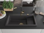 MEXEN/S MEXEN/S - Omar granitový drez 800 x 480 mm, čierna kropenatá, zlatý sifón 6520801005-76-G