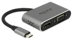 DeLock USB-C hub HDMI a VGA s PD sivá / USB hub / HDMI 1.4 / VGA / USB 3.2 Gen 1 / PD 87 W (64074)