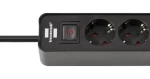 Brennenstuhl Ecolor predlžovačka 4 zásuvky čierna / Predlžovací kábel / 2x USB-C / 1,5 m / bezpečnostný vypínač (1153240106)