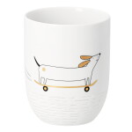Räder Porcelánový hrnček Dachshund Skateboard