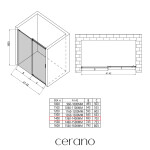 CERANO - Sprchové posuvné dvere Santoro Ľ/P - 8 mm - čierna matná, grafitové sklo - 140x195 CER-537436