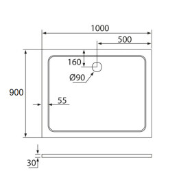 H K - THOR Sprchová vanička z liateho mramoru, obdĺžnik, 100x90x3 cm SE-THOR-10090