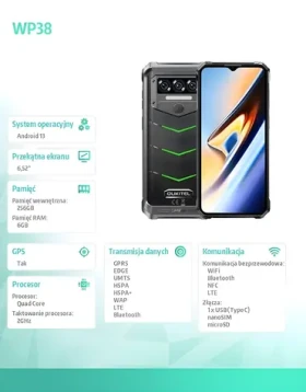 Oukitel WP38 6GB+256GB zelená / Mobilný telefón / 6.52" / 256GB / Android 13 (WP38-GN/CHOUT/OL)